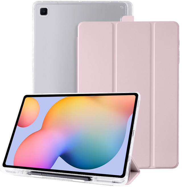 DANYCASE 펜 슬롯이 있는 스마트 태블릿 커버 투명한 경질 아크릴 커버 삼성 갤럭시 탭 케이스, 핑크