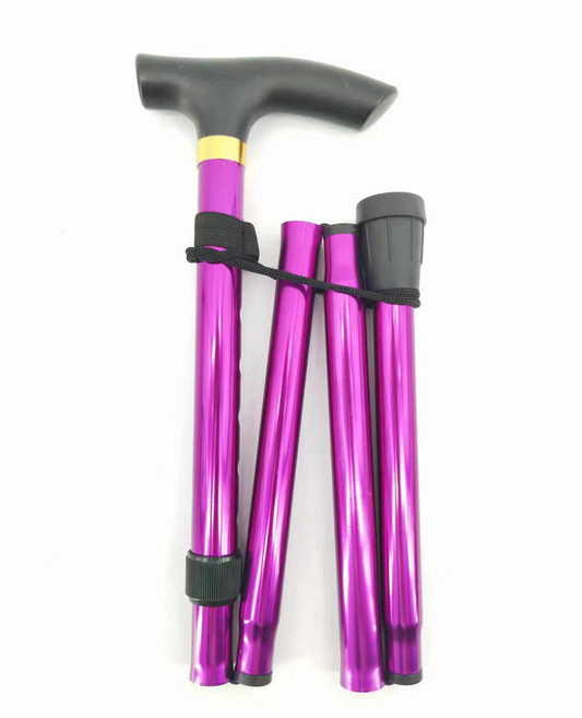 카멜리안 어르신 접이식 지팡이 노인 가벼운 지팡이 파우치 제공, 퍼플+보조손잡이, 1개