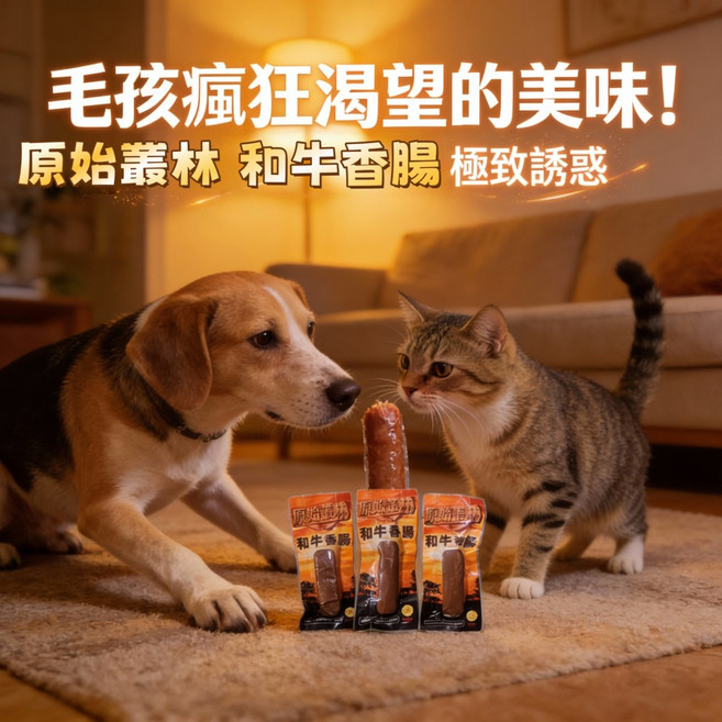 原始叢林 和牛香腸 犬貓適用寵物零食, 1個