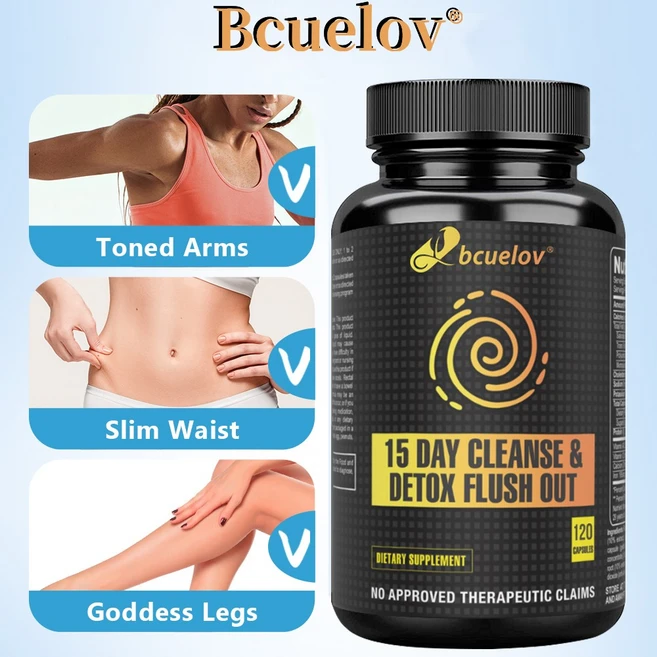 15일간의 빠른 대장 세척 및 디톡스 플러시 - 체중 감량 보조제 - 프로바이오틱스와 빠른 세척으로 변비 및 복부 팽창 완화 - 디톡스 및 에너지 증진, 1개, 120정 - 쿠팡