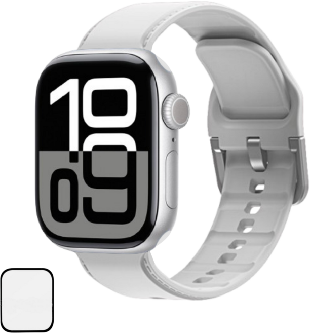NUBASE 애플워치 호환 소프트 싱글투어 실리콘 스트랩, 화이트