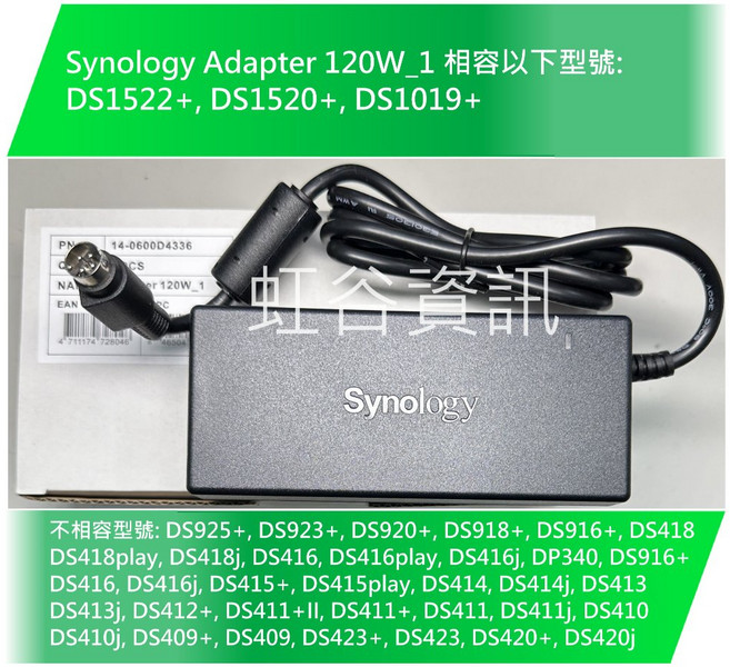 Synology 原廠變壓器 Adapter 120W_1, 1個