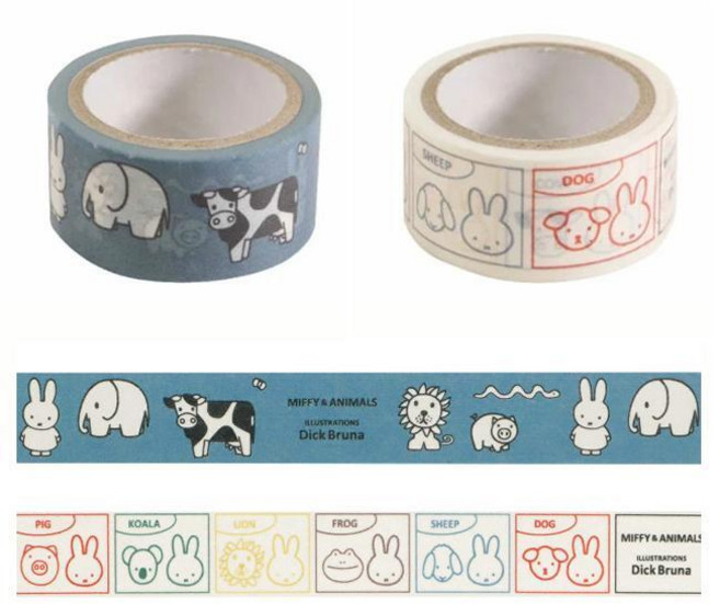 미피 마스킹테이프_미피와 동물들, 블루(195747)