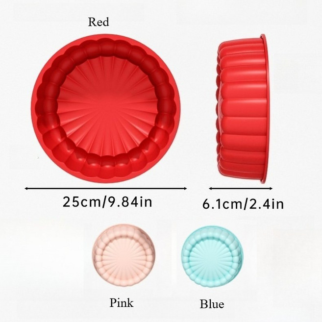 실리콘 샬롯 케이크 팬 붙지 않는 베이킹 금형 치즈 초콜릿 디저트 메이커 오븐 냉동고 안전 쉬운 릴리스 주방 도구, 01 Blue Color, 9.8in 25cm, 1개