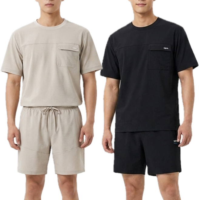 2위 - [정품] 네파 남성 시어서커 셋업 반팔 반바지 여름 트레이닝 세트 (NPSU-678604)