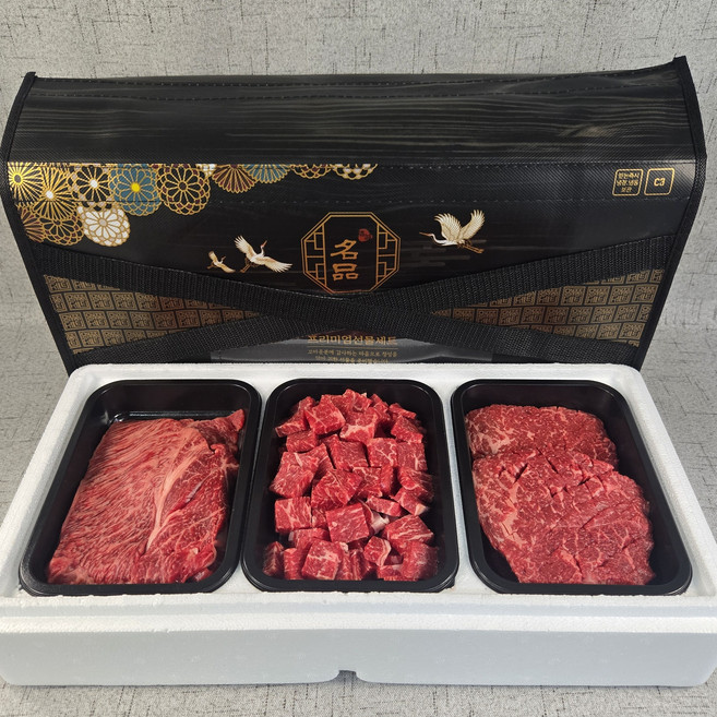 1++ 투뿔 한우 선물세트 명작 5호 (등심300g 국거리300g 산적300g) 총900g, 1세트