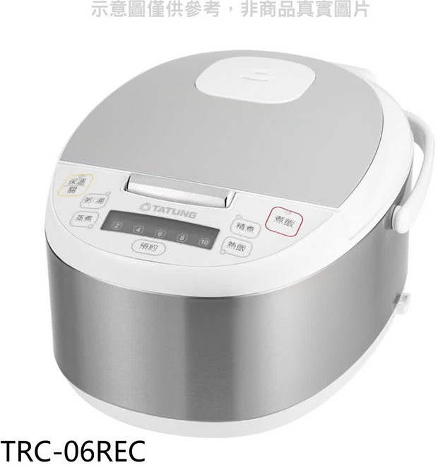 大同電鍋TRC-06REC，多功能烹調，米飯香甜Q彈，簡約時尚設計, 白色, TRC-06REC
