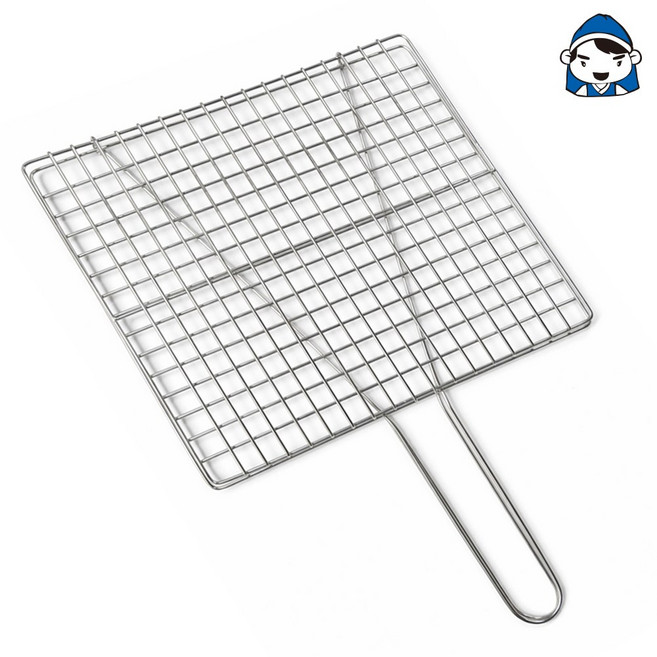 석도리갑도리 스텐겹망(대)310x430(손잡이포함길이) 스테인리스 바베큐 겹망석쇠, 1개