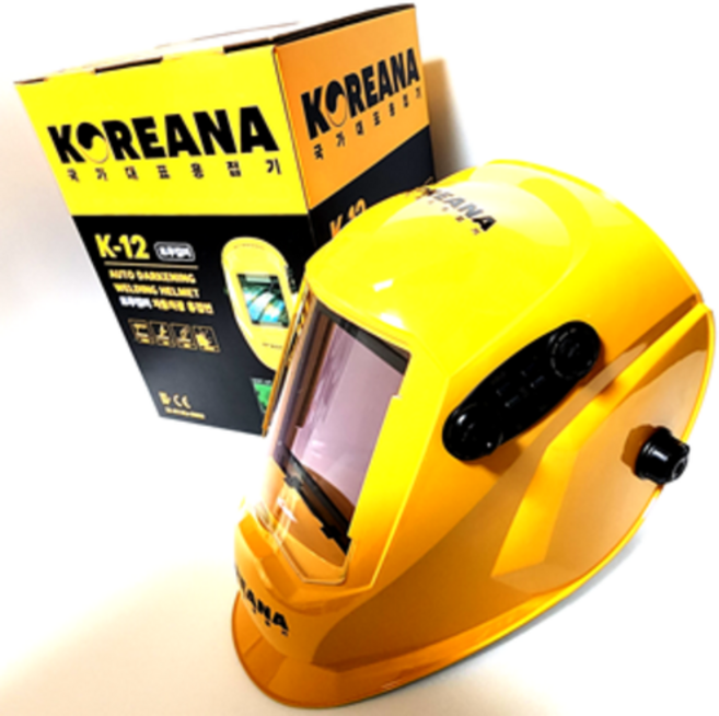 무료배송/코리아나 용접면 K-12 트루컬러 자동차광 용접마스크, 노란색, 1개