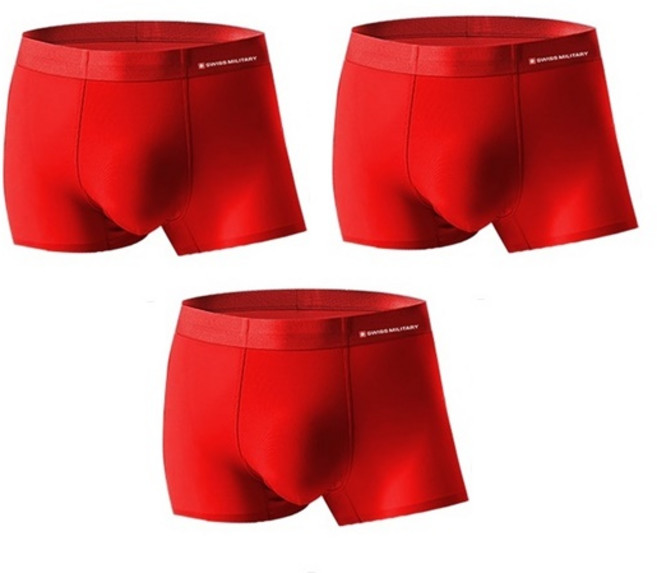 스위스밀리터리 남자팬티 모달 심리스 드로즈 [레드] 3개 /무봉제