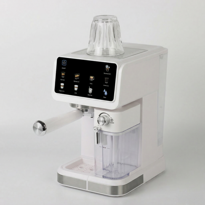 전자동 커피머신 에스프레소 머신 1350W 강력 출력 빠른 예열 1.5L 대용량 물탱크 20바 고압 추출 기본 구성 풀세트, 화이트, 5600