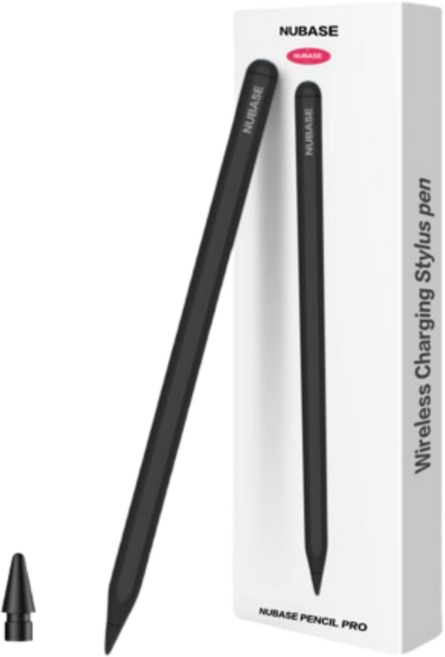 NUBASE 아이패드 호환 터치펜 유선 무선충전 스타일러스 애플 펜슬 2세대 3세대 프로, 1개, 블랙