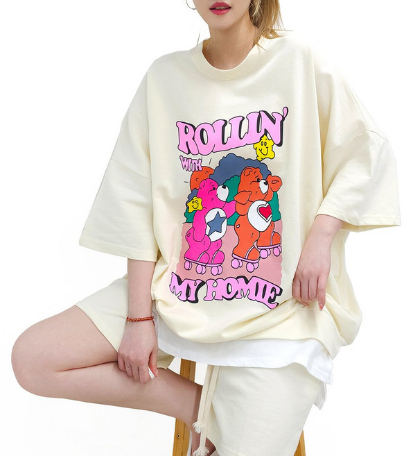 [제니블리] 홈타운 레이어드 반바지 셋업 5XL 2COLOR // 55~99까지 여름 반팔 반바지 면 빅사이즈 오버사이즈 츄리닝 세트