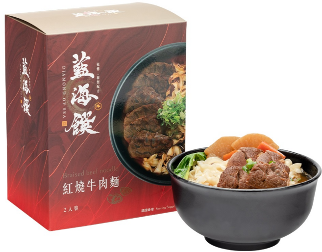 藍海饌 紅燒牛肉麵2人份 湯頭濃郁牛肉軟嫩 麵條Q彈有嚼勁, 2PERSON