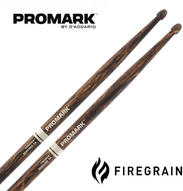 프로마크 정품 5A 히코리 파이어그레인 리바운드 드럼스틱 R5AFG 벌크 (1쌍), 1개