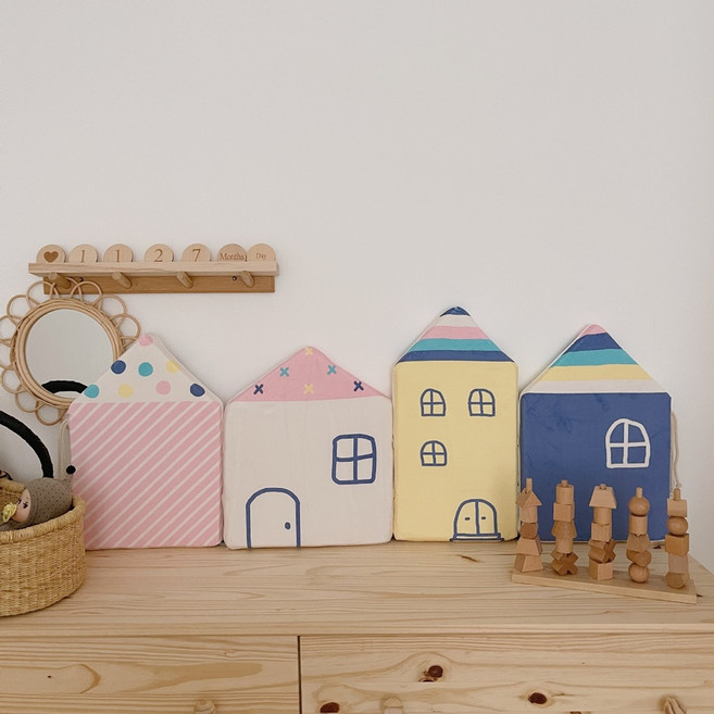 캐릭터 벽쿠션 모던하우스 벽매트 작은집 촬영소품 울타리 침대쿠션, 채색계열