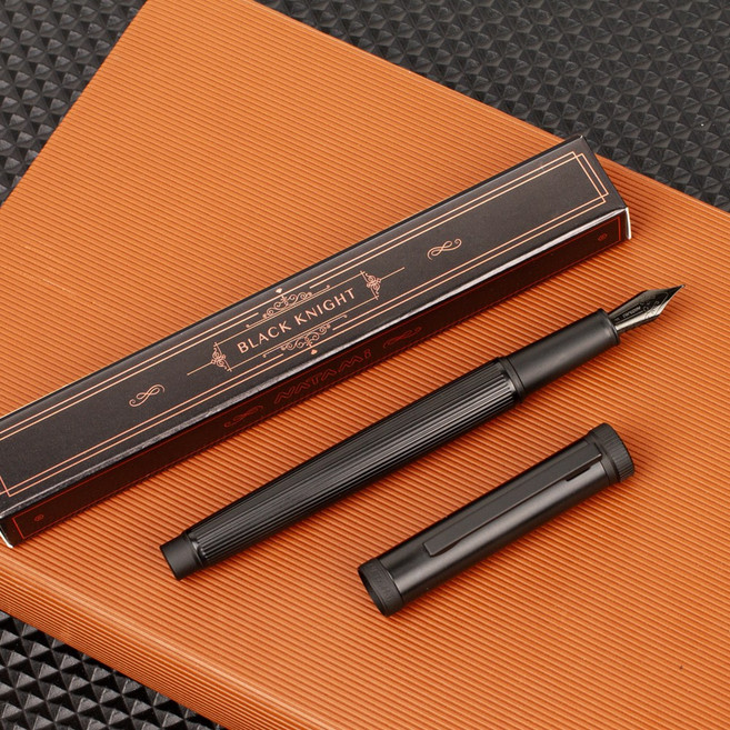 NATAMI EF닙 만년필 블랙&실버 푸시 컨버터 잉크 충전 사무용 비즈니스 선물 펜, BLACK