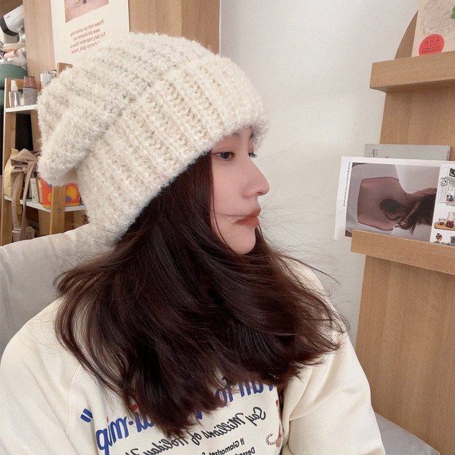 도톰 빅사이즈 비니 모자 니트 남녀공용 따뜻한 여행코디룩