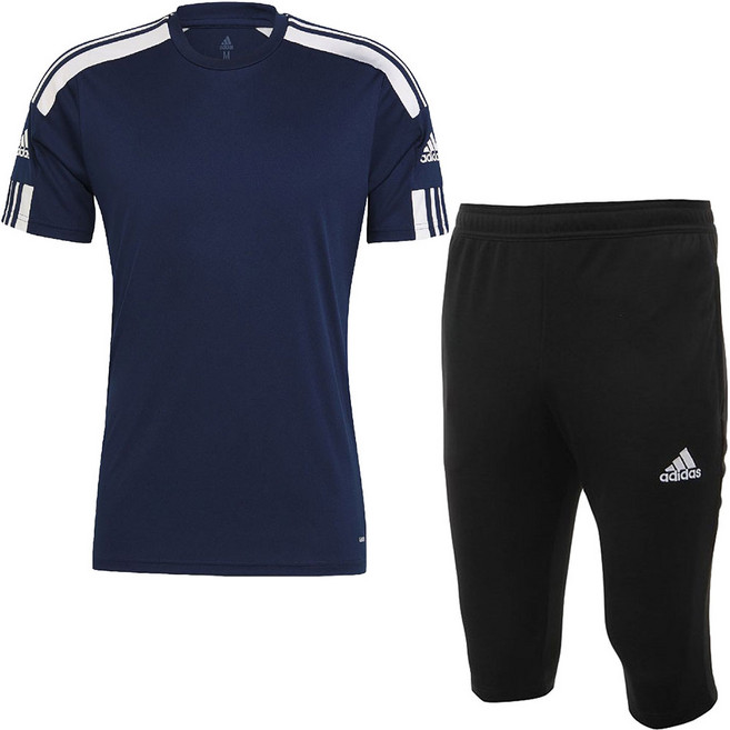 아디다스 반팔티 7부 반바지 기능성 티셔츠 운동복 세트 남여공용 트레이닝복 + SHP 마스크