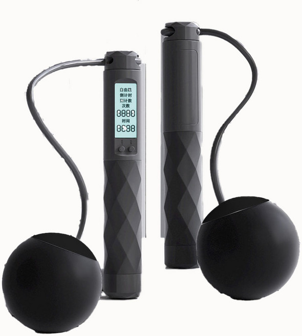 智能計數跳繩 65mm EVA大球 無繩, 黑色 智能大球跳繩 自動計時/計數/卡路里, 1套