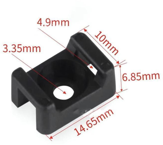 케이블 관리 타이 마운트 베이스 고정 클립 자가 접착 와이어 홀더 클램프 정리기, 1개, 블랙