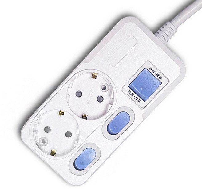 개별스위치+과부하차단 KC인증 접지 2800W 절전 콘센트 2구 멀티탭, 1개, 화이트(파란스위치), 1.5m
