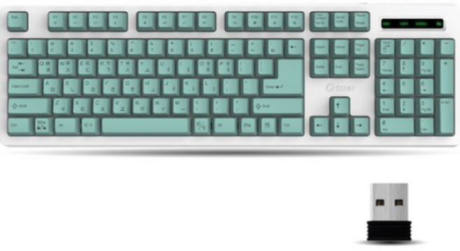 큐센 무선 일반형 키보드 + 키스킨 세트, 민트, SEM-DT45 Plus Wireless
