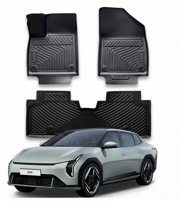 TPE 카매트 3D풀커버 방수 논슬립 내오염 청소편리, 검은색, 기아 EV4 2025~2026년