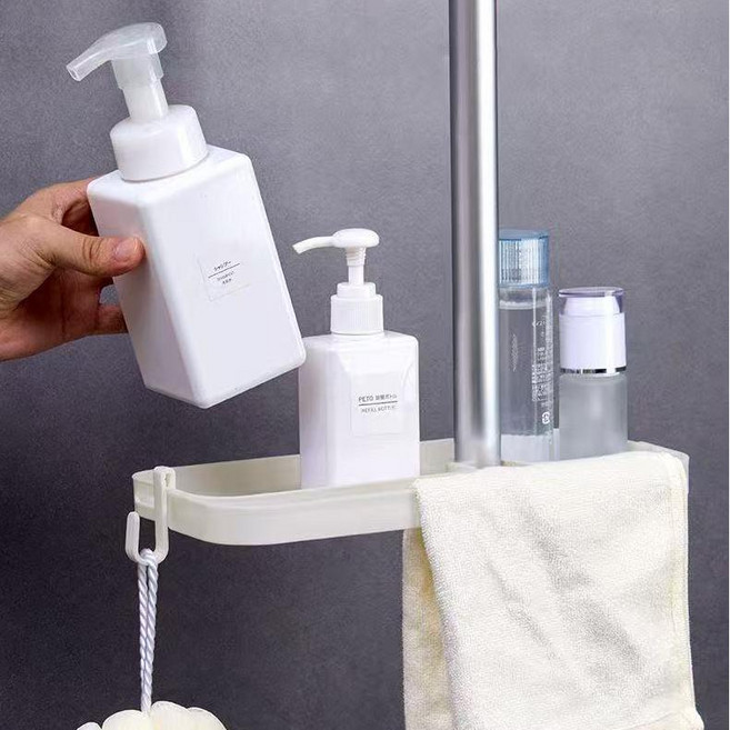 사라토리 욕실 무타공 샤워봉 선반, 1개, 화이트 대형