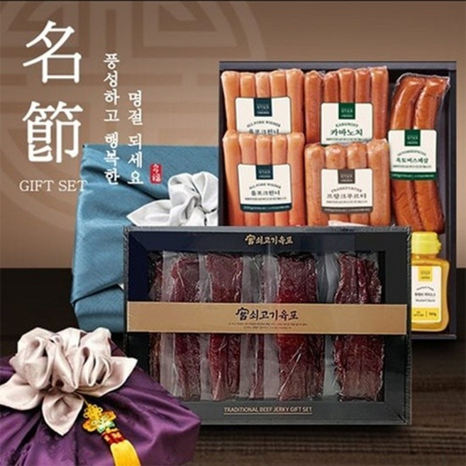 [한우와 한돈으로 만든] 정통 독일식 수제햄 소세지 선물세트 3호, 없음