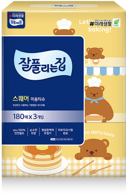 미래생활 잘풀리는집 리얼실키 미용티슈 180매 3입