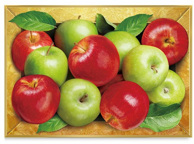 디데코 돈들어오는 황금 상자 혼합 청사과 홍사과 풍수 집들이 개업 선물 인테리어 그림 골드 액자, 1개