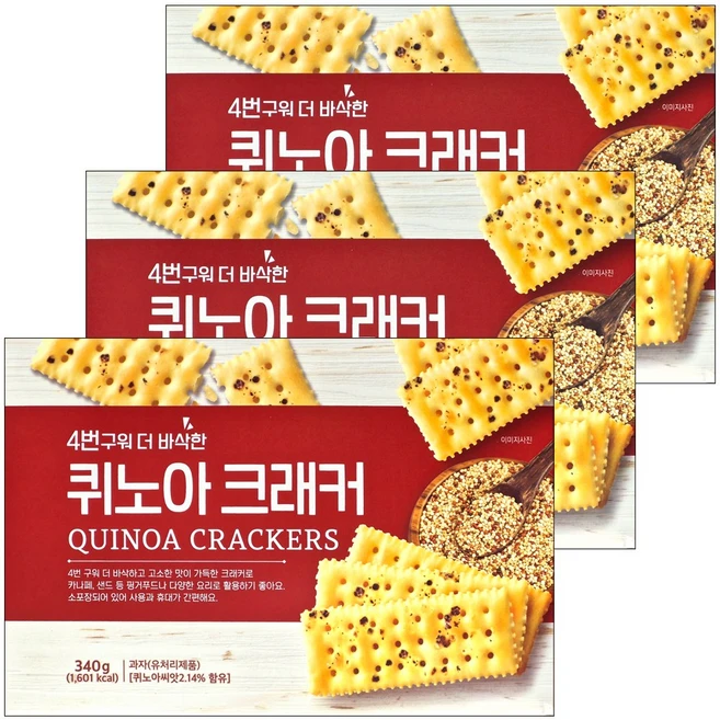 4번구워 더 바삭한 퀴노아 크래커, 3개, 340g - 쿠팡
