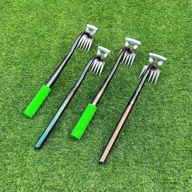 多功能錳鋼拔草神器 尖齒設計耐用鋤頭 農用除草挖野菜工具 戶外園藝耙子, 1個, 25年升級款--6齒【特級加厚+手柄套】,進口級品質*十年用不壞