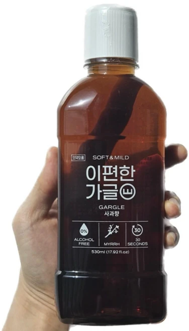 이편한가글 무알콜 약산성 불소 가글 구강청결제, 530ml, 1개 - 쿠팡