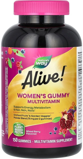 네이쳐스웨이 Alive 얼라이브 여성용 종합멀티비타민 믹스베리맛 구미 150개, 1개, 150정 - 쿠팡