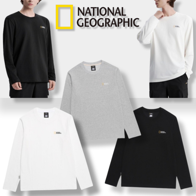 국내매장정품 내셔널지오그래픽 긴팔 티셔츠 NATIONAL 기본 긴팔 라운드 티셔츠 검정 긴팔 티셔츠 기본 긴팔티 베이직 긴팔티 심플한 긴팔 티셔츠 데일리 웨어 긴팔티 베이직 티셔츠