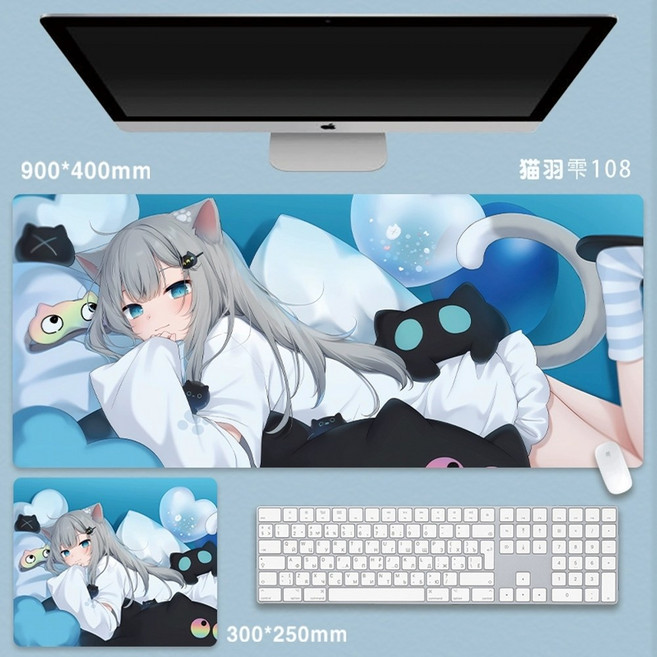 블루아카이브 시로코 장패드 마우스패드 게임패드 키보드패드 굿즈 포스터 일러, 3mm, 900x400mm 장패드, 옵션1, 1개