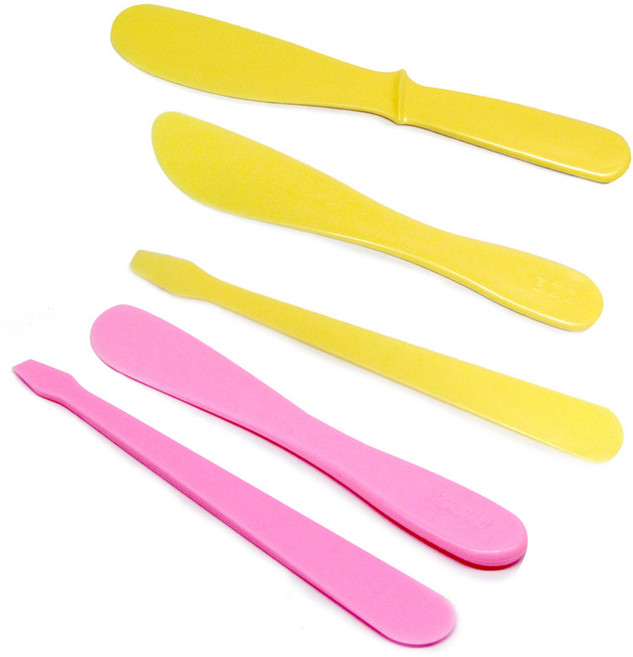 [에스테아] 마사지 팩도구 셀프팩용품 브러쉬 해면 석고볼 유리볼 스파츌라 마스크시트지 팩도구, 1개, 스파츌라-핑크(소+대)