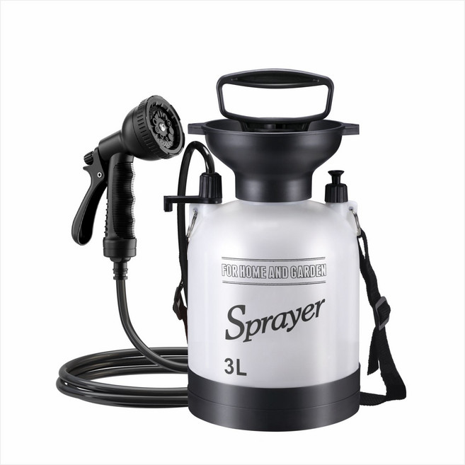 嘉吉 5L 手動氣壓噴霧瓶 戶外淋浴器, 3L白色淋浴器配3米皮管黑色10功能水槍, 1個