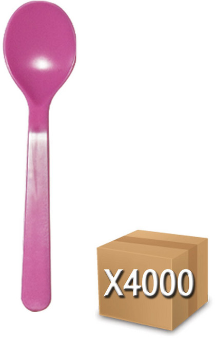 코디마트 일회용 플라스틱 숟가락 아이스크림 스푼 12cm 핑크 벌크포장 4000개 1박스, 1개, 4000개입