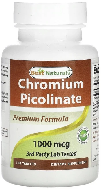 Best Naturals 피콜린산크로뮴 1000mcg 120정, 1개 - 쿠팡