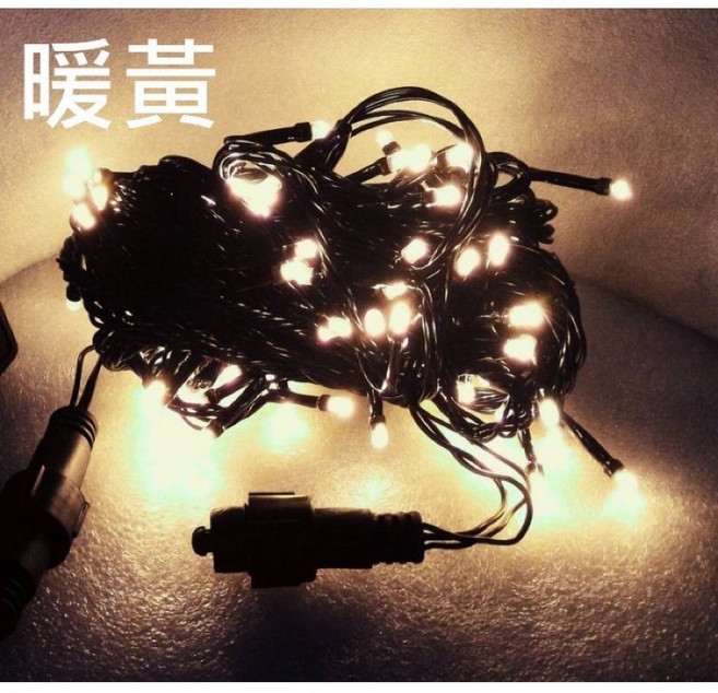 暖白防水聖誕燈 10米100燈 送8段跳機 黑線 AC110V 聖誕樹燈, 黑線,AC110V, 1個