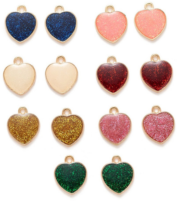 하트 펜던트 참장식 7색 각3개씩 1세트, 1개, 글리터