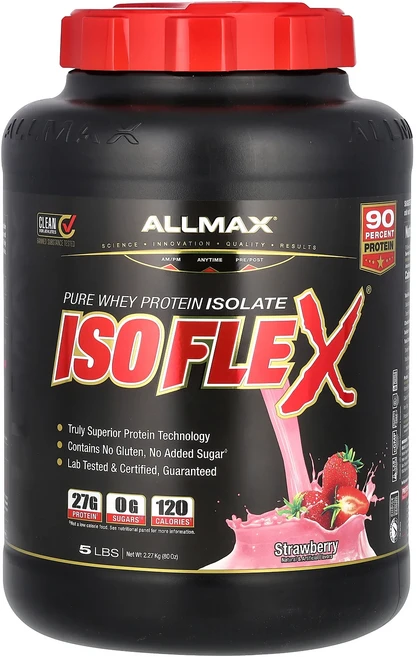 몸관리하세요 겨울입니다 ALLMAX 아이소플렉스 100% 초 순수 유청 단백질 분리체 (WPI 이온 충전 입자 여과) 딸기 5 lbs. (2.27 kg) 특별관리진행, ALLMAX아이소플렉스100초순수유청단백질분리체WPI이, 2.27kg, 1개
