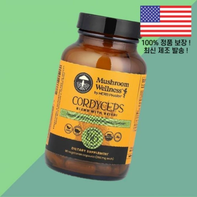허브팜 버섯 웰니스 동충하초 영지버섯과 믹스 식물성 베지캡슐 90정 Herb Pharm Mushroom Wellness Cordyceps Blend Reishi 90 Veget - 쿠팡