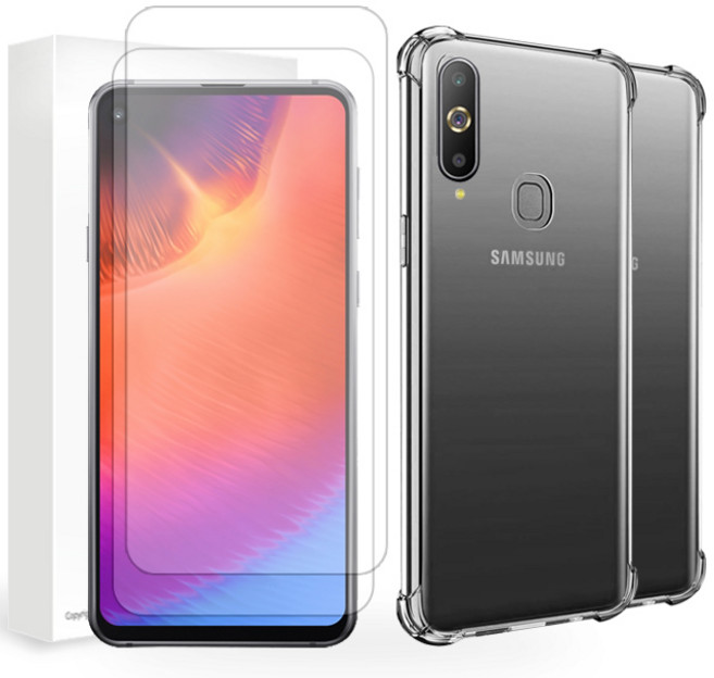 스톤스틸 강화유리 액정 보호 필름 2개 + 투명 범퍼 케이스 2개, 1세트