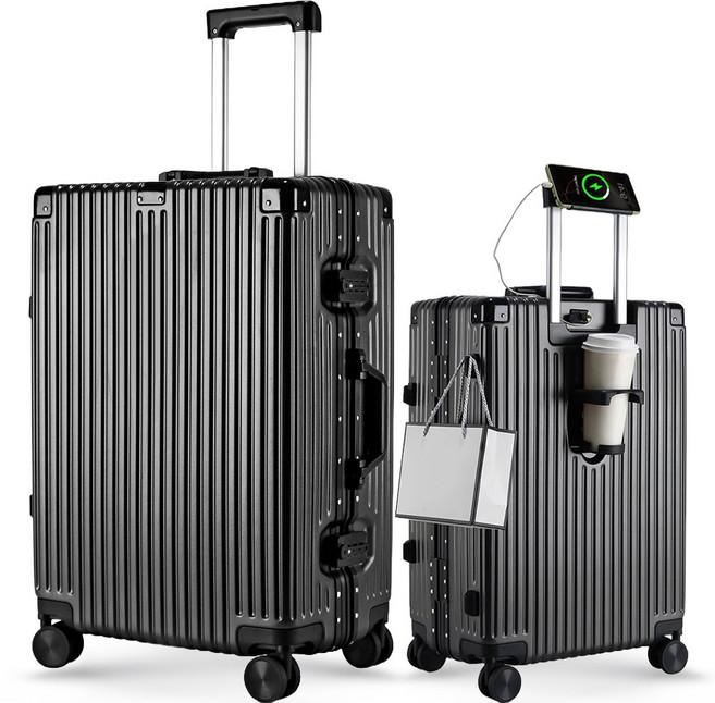 USB충전+알루미늄 REGESY 경량 기내용 캐리어 20/24/27인치 360도 저소음 바퀴 대용량 여행가방 [3년AS]