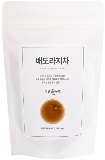 청년농원 배도라지차 티백 국산 100% 건강차 대용량 전통차, 50개입, 1개, 1g