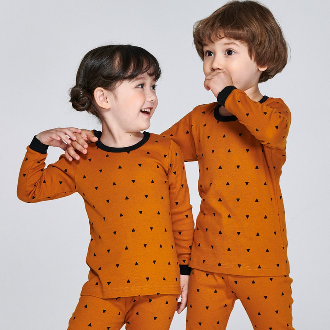 섹시오리 마이오렌지 후라이스 긴팔 실내복 세트 / 유아/아동/주니어/내의/내복/실내복/잠옷